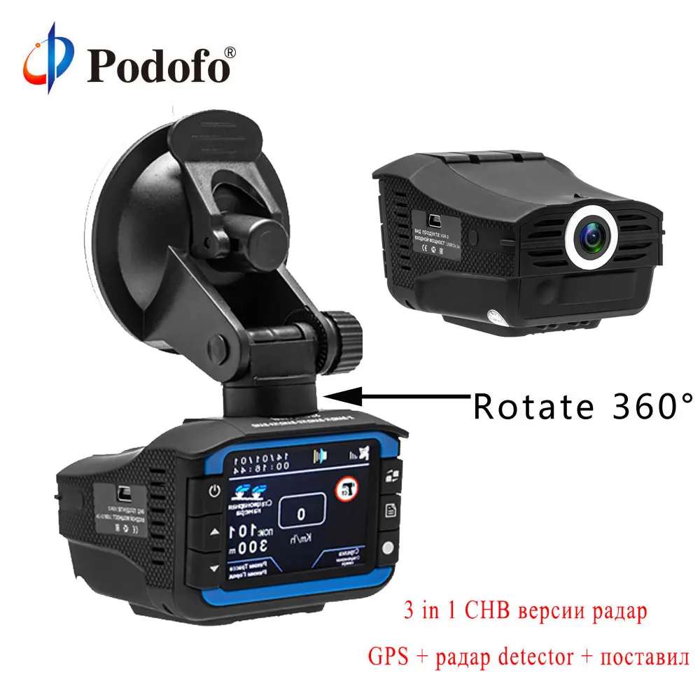 Podofo русский 3 в 1 Автомобильный dvr Радар детектор gps трекер камера вождения