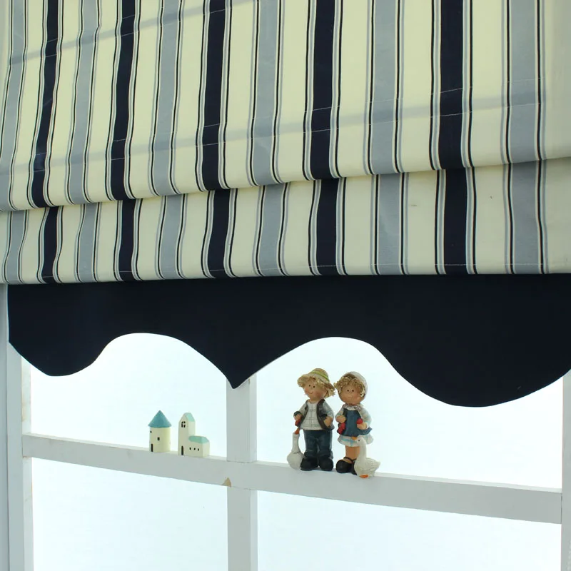 Средиземноморские полосатые Шторы льняные шторы Европейский Американский стиль гостиная спальня подъемная занавеска римская занавеска