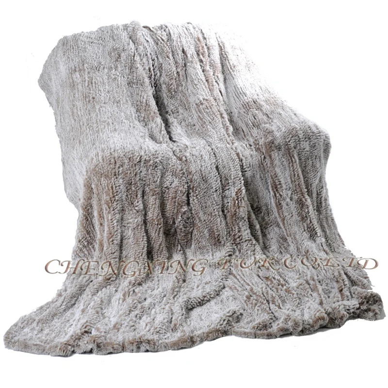 

CX-D-92B Fashionable Europe Knit Blanket Real Rex Rabbit Fur Bedding Set