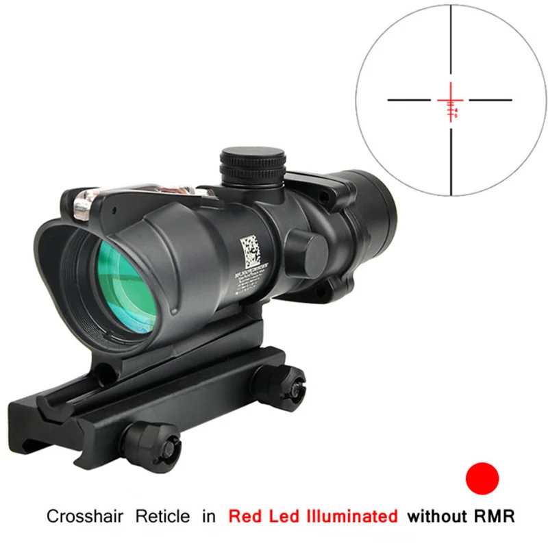 Optics 4X32 ACOG Real Red Fiber Optics Scope Red Crosshair Illuminated Hunting 
