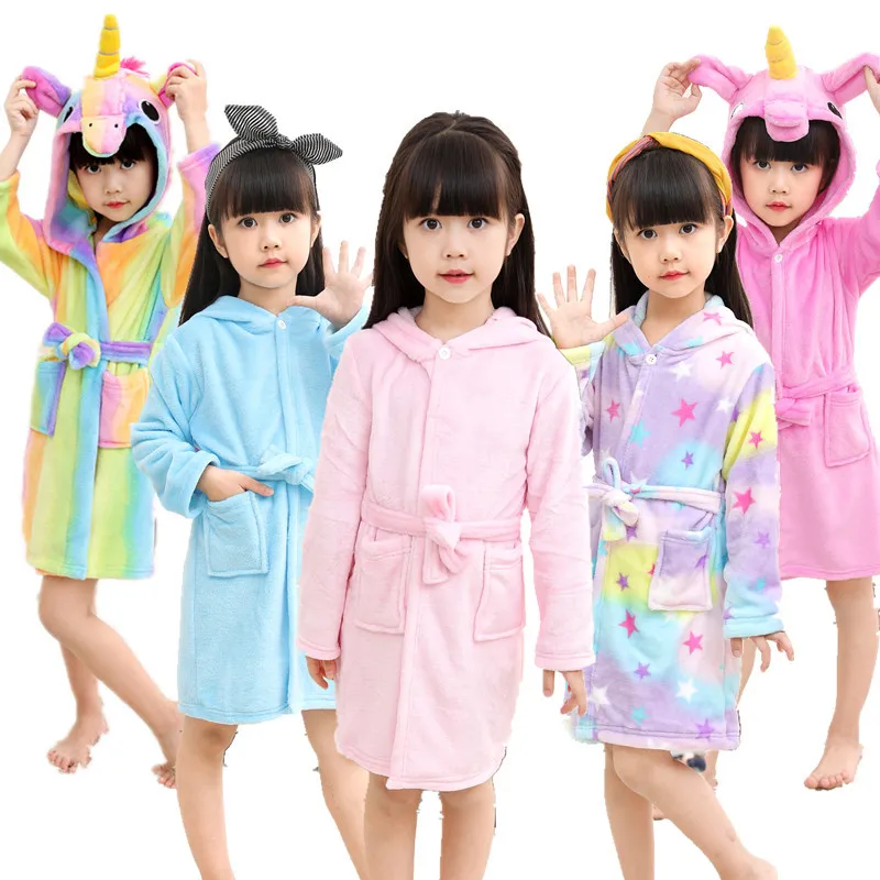 Детская одежда для сна; халаты; одежда для маленьких девочек; мультяшный халат для мальчиков; фланелевый банный халат; полотенце с капюшоном; Пижама «кугуруми»; ночная рубашка; Пижама