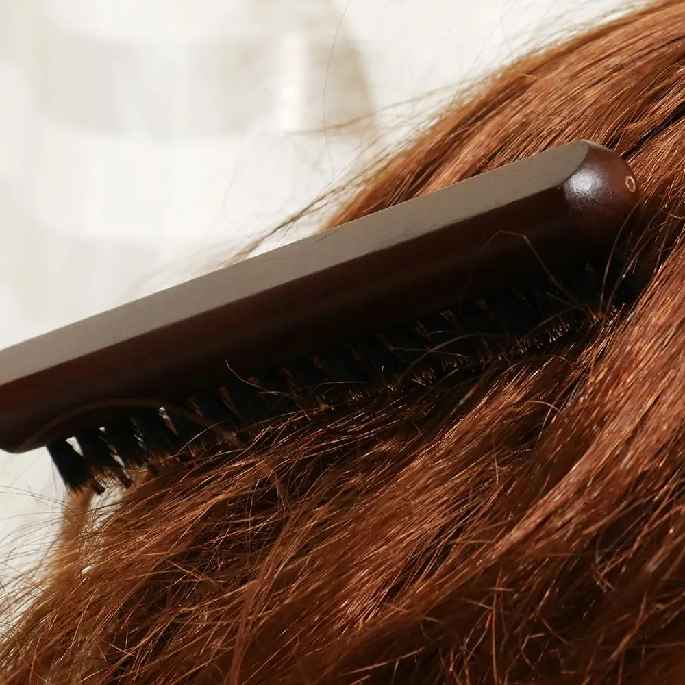 Гребень для волос из чистой щетиной кабана, пушистая деревянная ручка, щетка для волос против выпадения, деревянная парикмахерская расческа для волос, инструмент для укладки волос