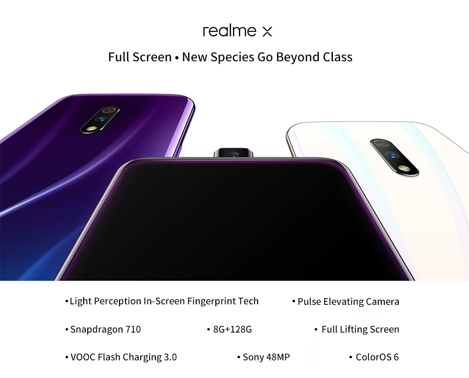 Мобильный телефон OPPO Realme X 6,53 дюймов, 4 Гб ОЗУ, 64 Гб ПЗУ, Восьмиядерный процессор Snapdragon 710, Android 9 Amoled экран, 4G LTE смартфон