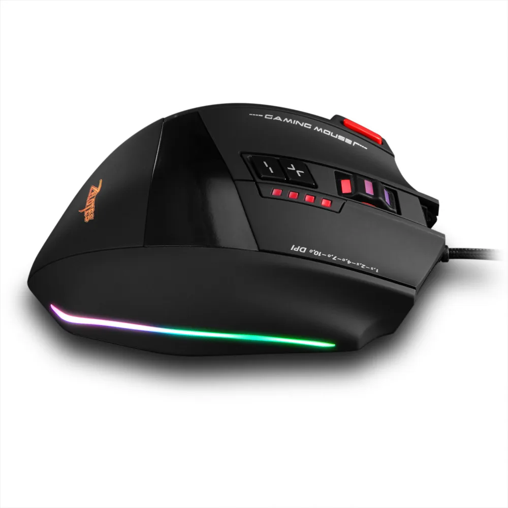 Zelotes C13 игровая мышь 7000 dpi 13 программируемых кнопок RGB светодиодный светильник мыши