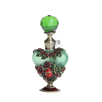 

H&D Perfume Bottle Vintage Ancient Rattan Flower Pattern Perfume Bottles Empty Refillable (Green)