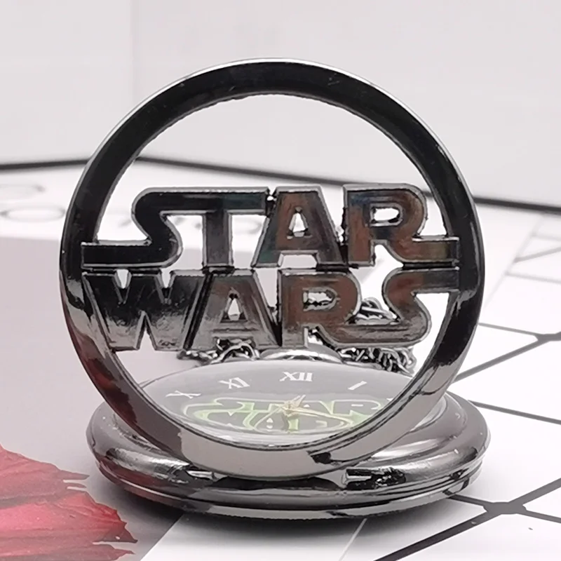

Retro Star Wars Hollow Quartz Pocket Watch Necklace Vintage Fob Pendant Clock With Chain Marvel Movie Men Children' Gift