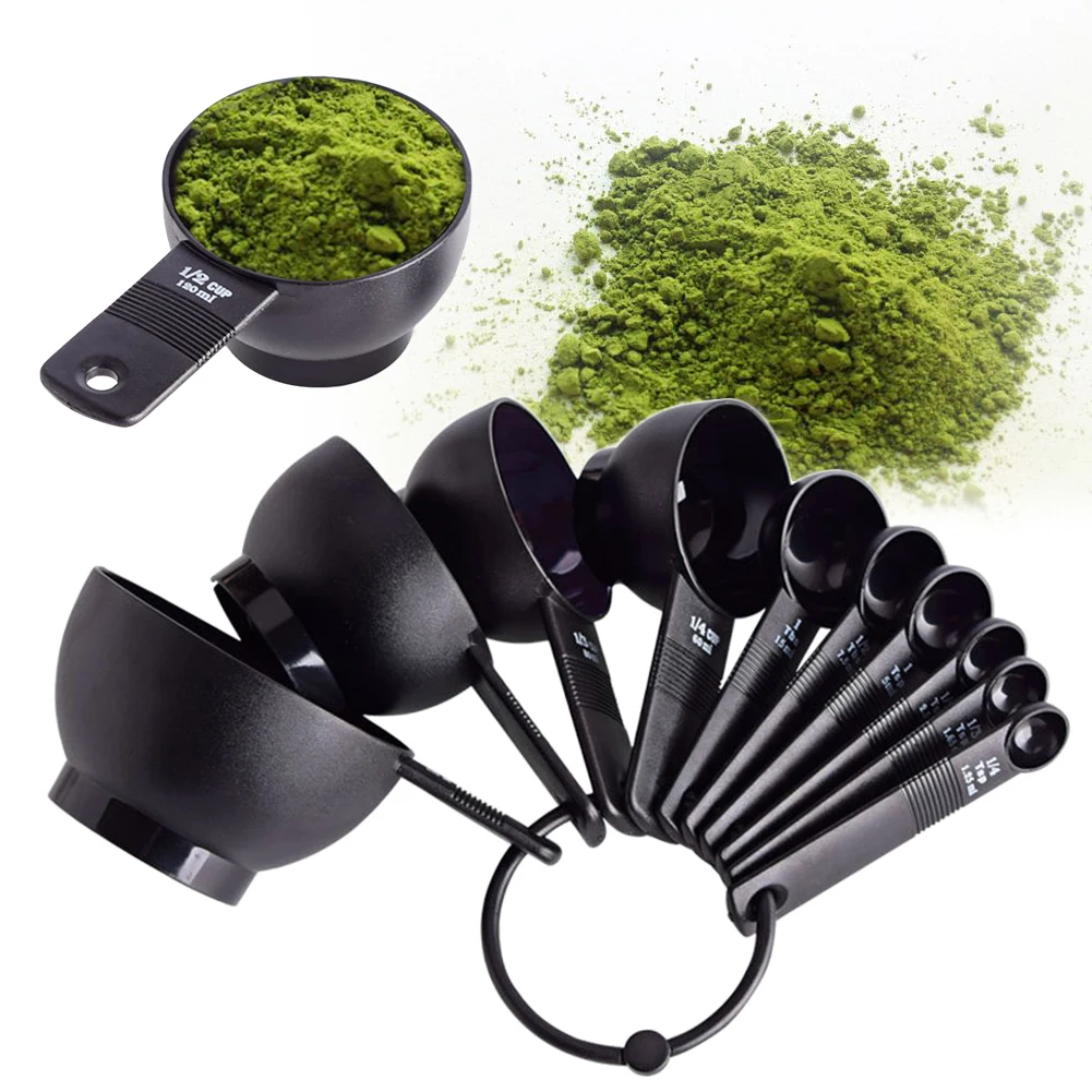

10pcs Utensil Black Cups Plastic Useful Teaspoon Cooking Coffee Scoop Cake Kitchen Tools Sugar Baking Measuring Spoon Set