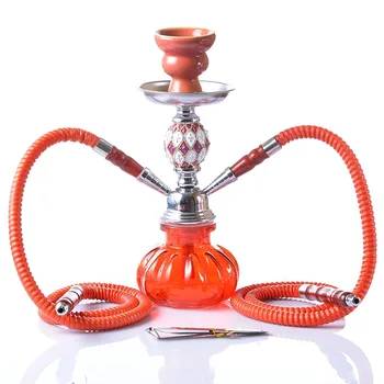 

New Shisha Hookah Set Two Hose With Ceramic Sheesha Bowl Synthetic Leather Hose Metal Charcoal Tongs Chicha Narguile Sheesha