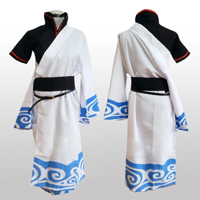 

Anime Gintama Silver Soul Sakata Gintoki Kimono Cosplay Costume Full Set Uniform ( Cloak + Top + Pants + Belt )