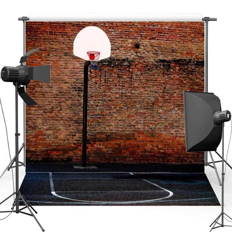 

Vinyl Photography Backdrops For Children Brick Walls basketball stand New Fabric Flannel backgrounds for photo studio F1590