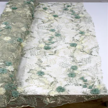 

Applique Africa Lace Fabric, 3D Flower Fabric Embroidered Lace, Lilac Beaded Tulle Lace Fabric 2018 HJ486-1