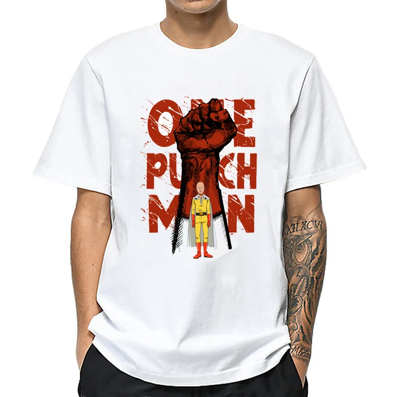 

One Punch Man Prints T-shirt Short Sleeve 2019 Summer Streetwear Harajuku Clothing Fashion Casual Oversized T Shirt White Black