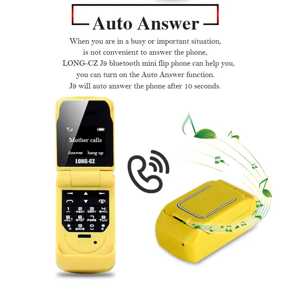 Mini Flip Mobile Phone LONG-CZ J9 0.66" Smallest Cell Phone Wireless Bluetooth Dialer FM Magic Voice Handsfree Earphone For Kids