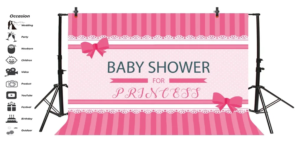 Laeacco Pink Different Stripes Baby Shower Tie Pattern Photographic Background Customized Photography Backdrops For Photo Studio
