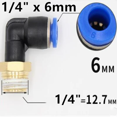 1/" 1/4" 3/" 1/2" пневматическая наружная резьба Локоть соединители OD 6 мм 8 мм 10 мм 12 мм нажимные соединительные детали - Цвет: 1l4 x 6mm