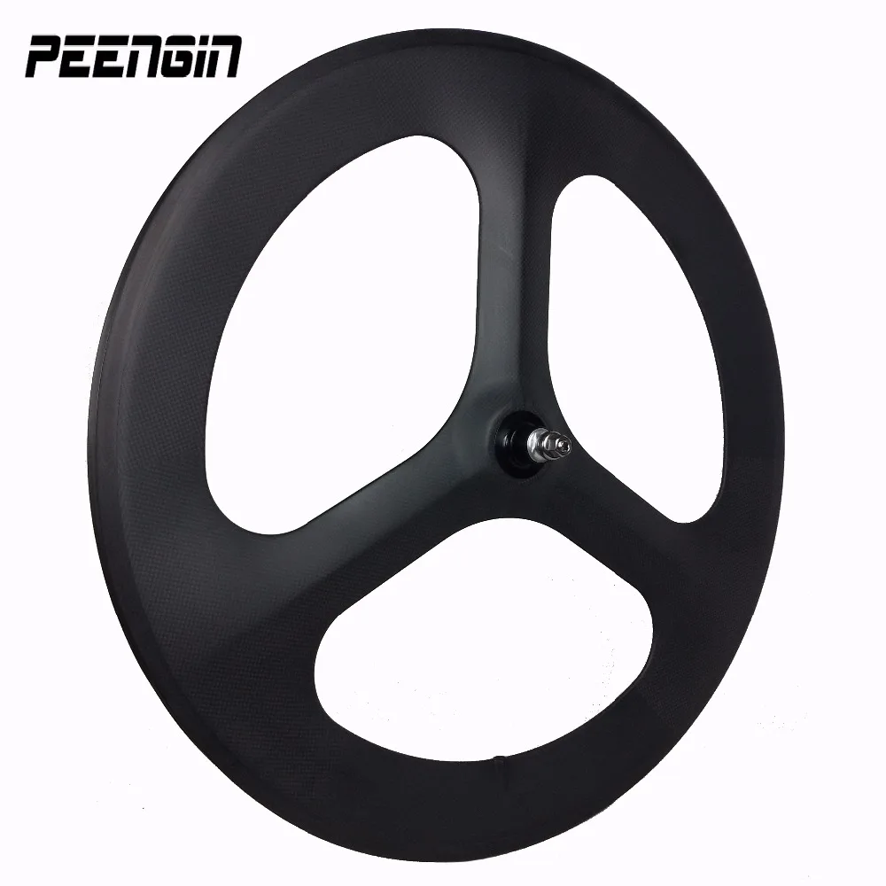700C Clincher Carbon 3 Tri Spoke Wheel 23mm Wide Road Fixed Track Bike Wheel