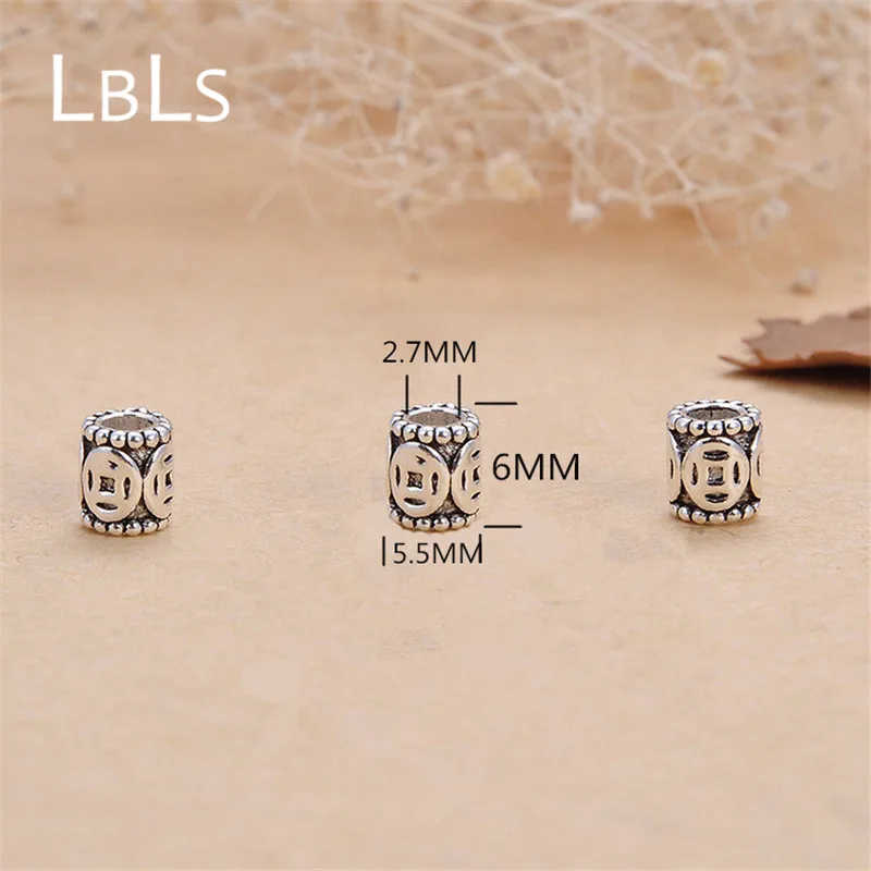 3pcs Sterling 925 Silver Crimp End Bead for Bracelet Necklace Diy Connectors for Jewelry Making Vintage Handicraft Accessories (2)