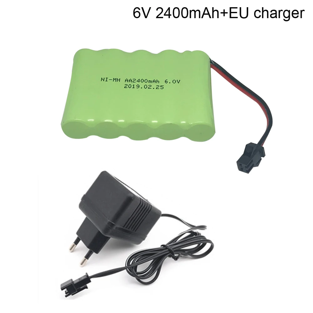 

6v 2400mah AA NI-MH Battery with charger for remote car boat robot rechargeable 6V high capacity electric toy battery parts