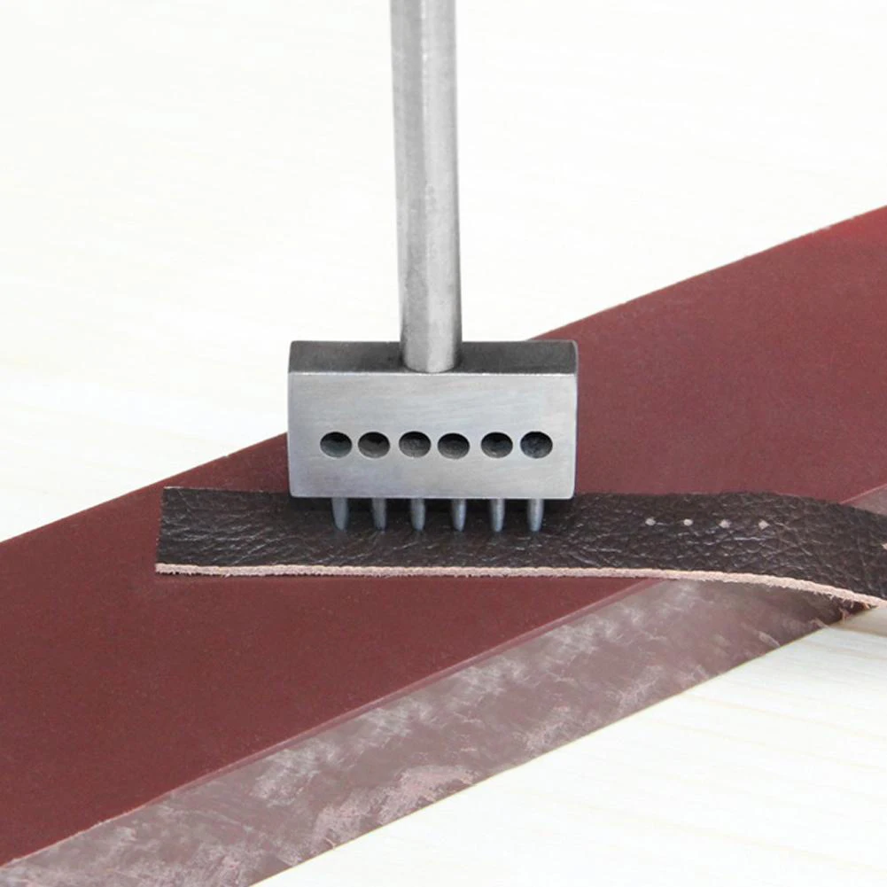 1pc Leather Punch Tool 4mm 2/4/6 Prong Leather Craft Tools Round Row Hole Punch Leather Craft Cutter Hole Spacing Hand Tool