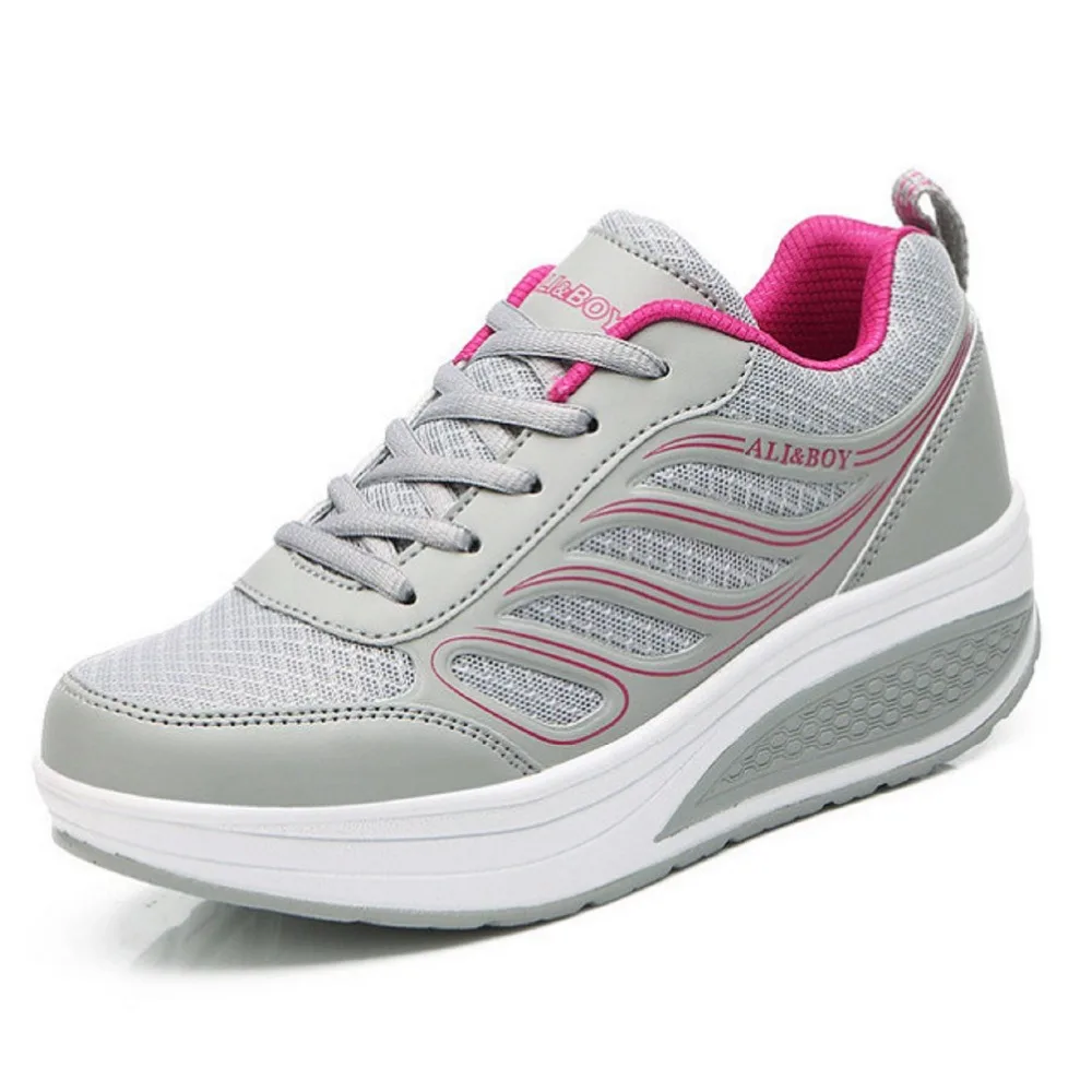 

2019 Beautiful Women's Casual Shoes Mesh Women's Shoes Slippers Heels on the Lace-up Platform Breathable For women Sneakers