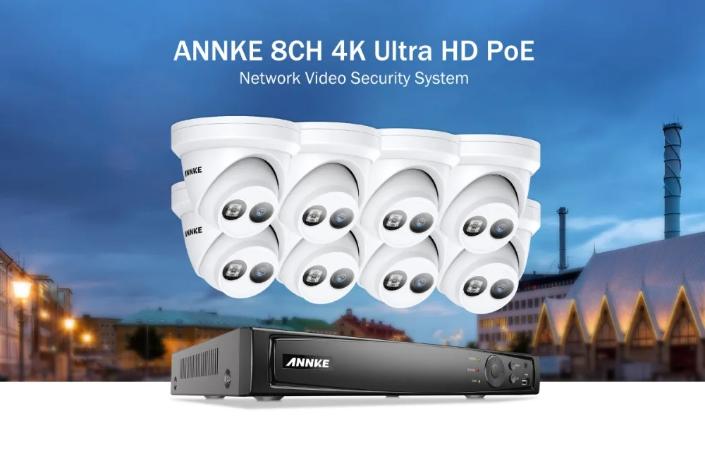 ANNKE 8CH сверхвысокой четкости 4K Ultra HD POE сетевой видеорегистратор безопасности Системы 8MP H.265+ NVR с 8X8 Мп всепогодный IP Камера Поддержка 128G TF карта