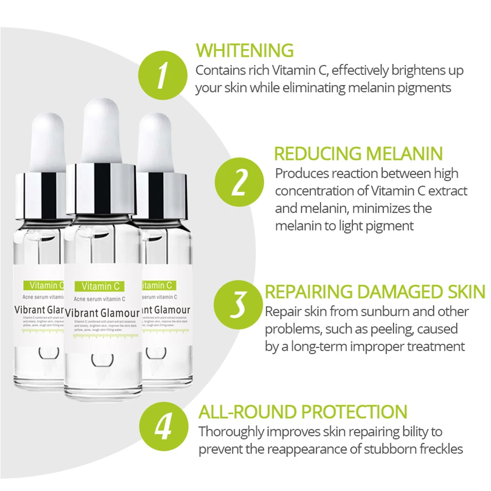 VIBRANT GLAMOUR Vitamin C Acne Facial Serum Hyaluronic Acid Anti Aging Wrinkles Cream Acne Treatment Acne 2