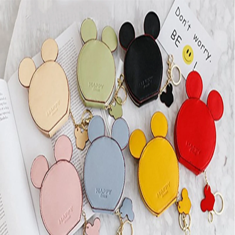 

LISM New fashion design Mickey head wallets women wallets small cute cartoon kawaii card holder key chain money bag