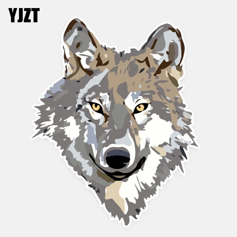 YJZT 14 см * 17 персонализированные животные голова Волка мода ПВХ стикер автомобиля