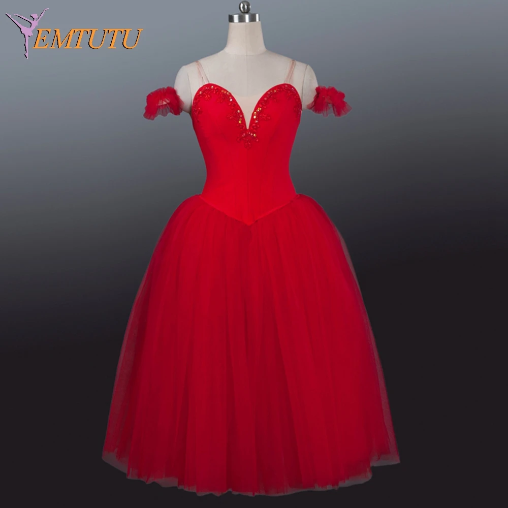 Women Red Professional Ballet Long Tutu,Ballerina Fairy ...