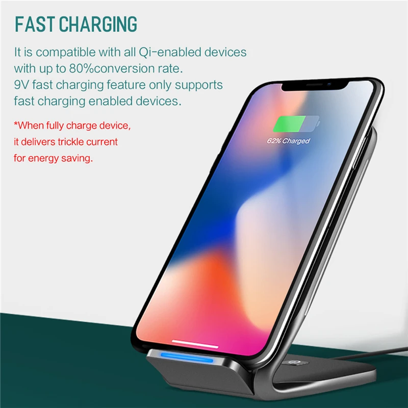 ROCK Qi Wireless Charger For iPhone X 8 10 Samsung Note 8 S8 Plus S7 S6 Phone Fast Wireless Charging 10W Docking Dock Station