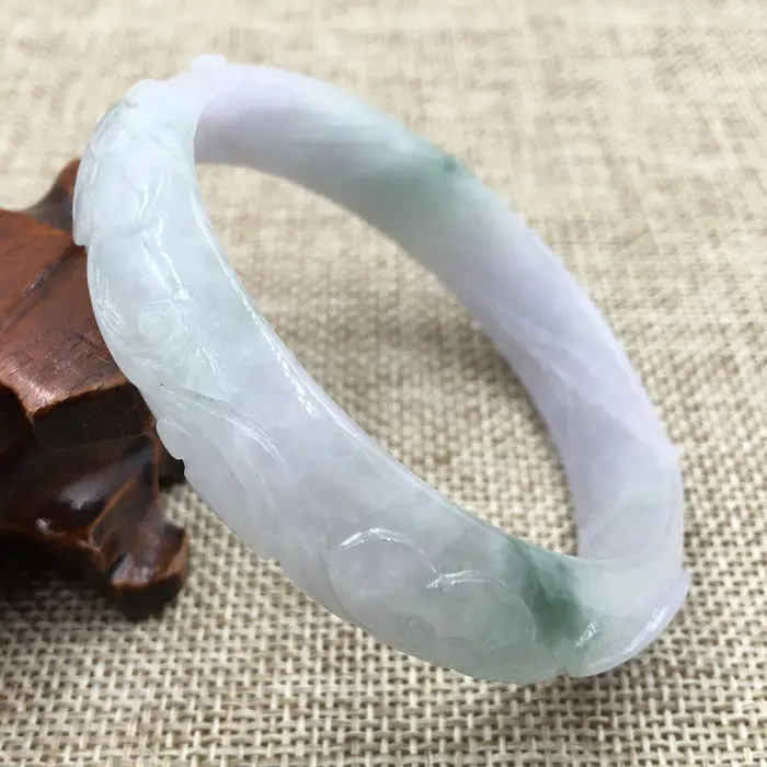 

Hot sell ->@@ A-5678 Vintage Chinese Hand-carved Green Jadeite Jade Gems Bracelet Bangle 58mm NEW -Top quality free shipping