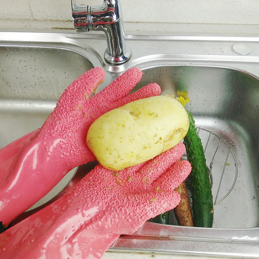 

1Pcs/ Pair Creative Peeled Potato Cleaning Gloves Kitchen Vegetable Rub Fruits Skin Scraping Fish Scale Non-slip Household Glove