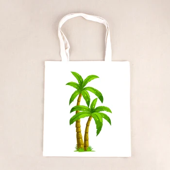 

Fashion Shopping Bag Cotton Canvas 3D Green Tree Print Bags Storage Bag Shoulder Handbags For Women Zipper Tote Bag BB293