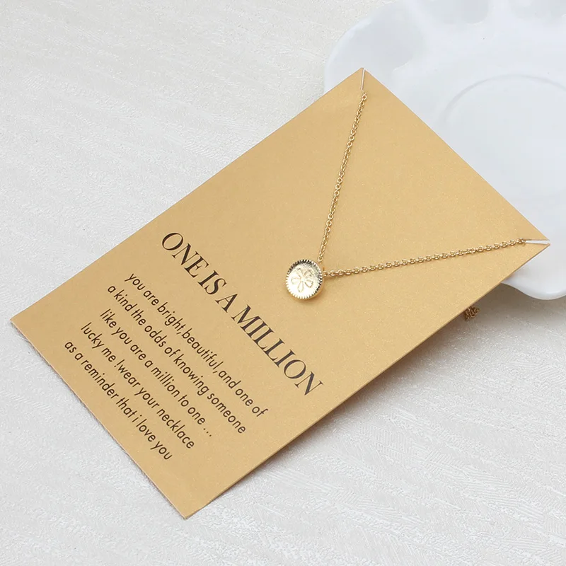 

Minimalist Clover Charms Wish Card Choker Collier Necklaces Links Chains Gold Plate For Women Statement Jewelry Gift