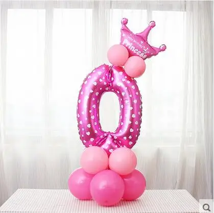 19 шт., фольгированные шары для детского душа, 32 дюйма, 2,3 г, латексные шары для детей 0-9 лет, декор для дня рождения, вертикальные шары - Цвет: 32inch Pink 0
