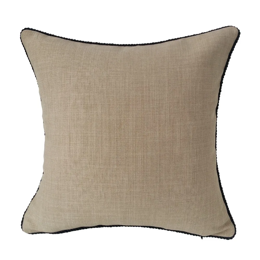Contemporary Solid Linen like Beige Cushion Cover Solid Faux Linen