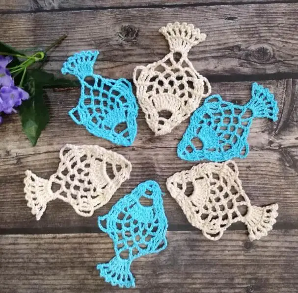 

1PCS Modern Placemats Cup Mat Fishs Pad Coasters Cotton Fabric Crochet Place Mats Doily Table Fish Placemat Christmas Decoration