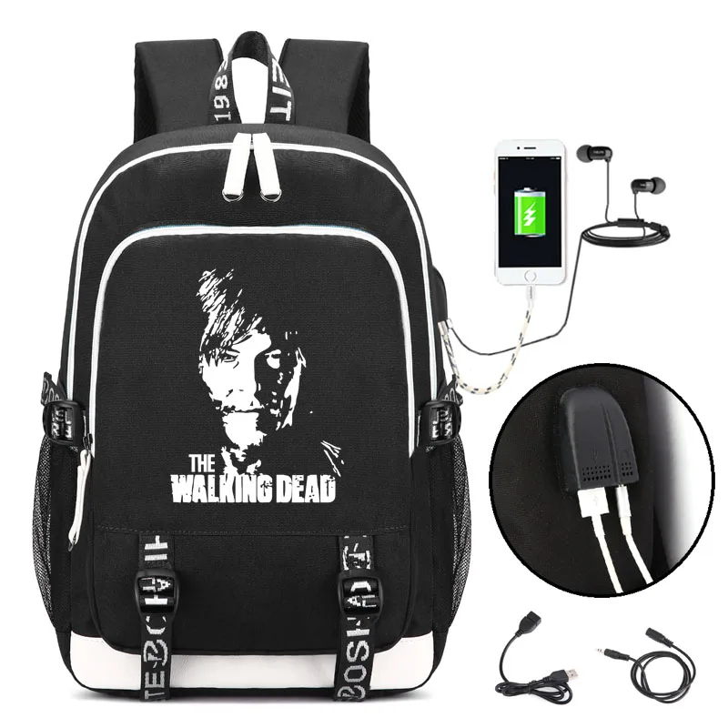 

The Walking Dead Backpack with USB Charging Port and Lock &Headphone interface for College Student Work Men & Women