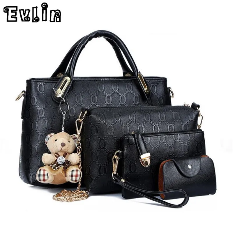 Famous Brand Women Bag 2016 Fashion Women Messenger Bags Handbags Leather Female Bag 4 piece Set AW342