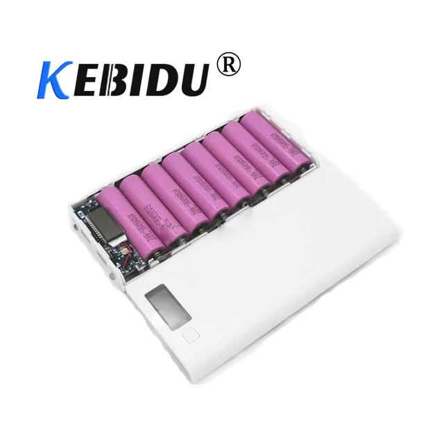

Kebidu DIY 8x18650 Portable Battery Power Bank Shell Case Box LCD Display Dual USB Powerbank Box KIT Powerbank