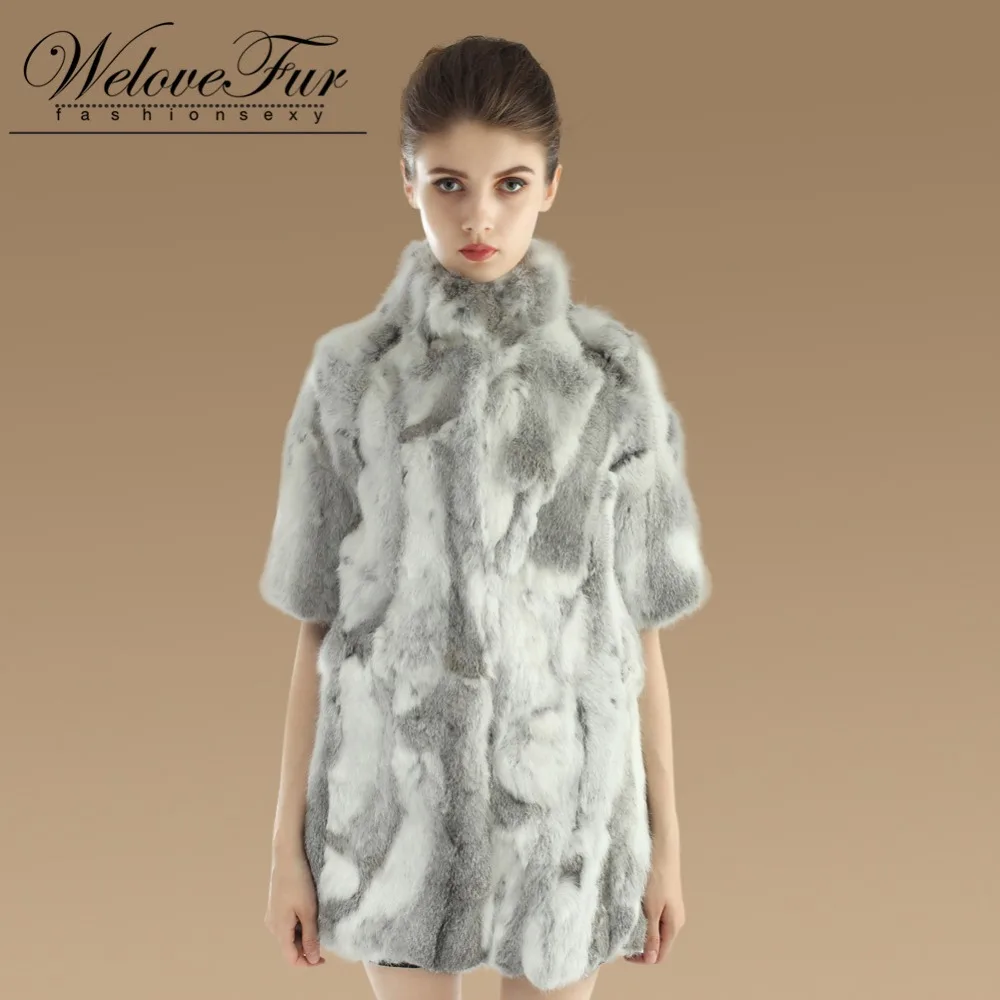 New Real Rabbit Fur Coat Women Fashion Natural Rabbit Fur Long Jackets