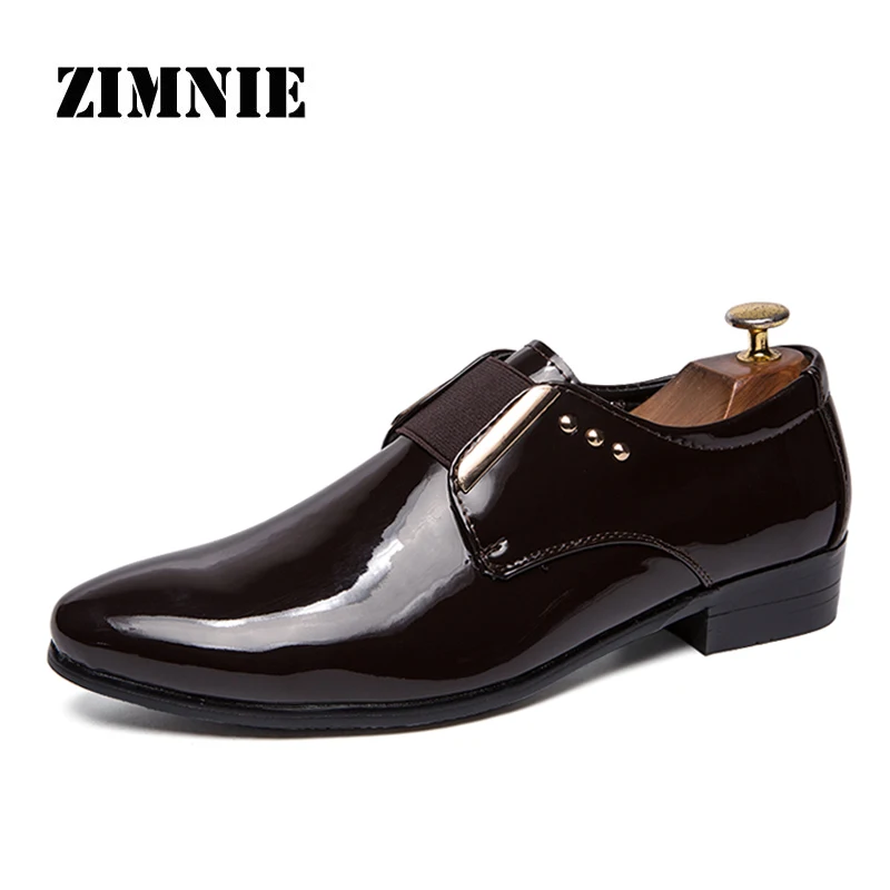

ZIMNIE Brand Men Patent Leather Dress Shoes Fashion Male Formal Oxford Shoes Pointed Toe Party Wedding Shoes For Men Size 38~46