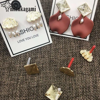 

6pcs/lot Zinc Alloy Gold Cloud Geometric Square Earring Base Earring Connector For DIY Tassel Earrings Accessories