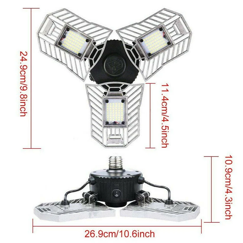 60 W 144 светодиодный деформируемого гаражный свет 220 V 6000LM Lumen потолочный светильник светодиодный светильник для гаража Attic подвал дома