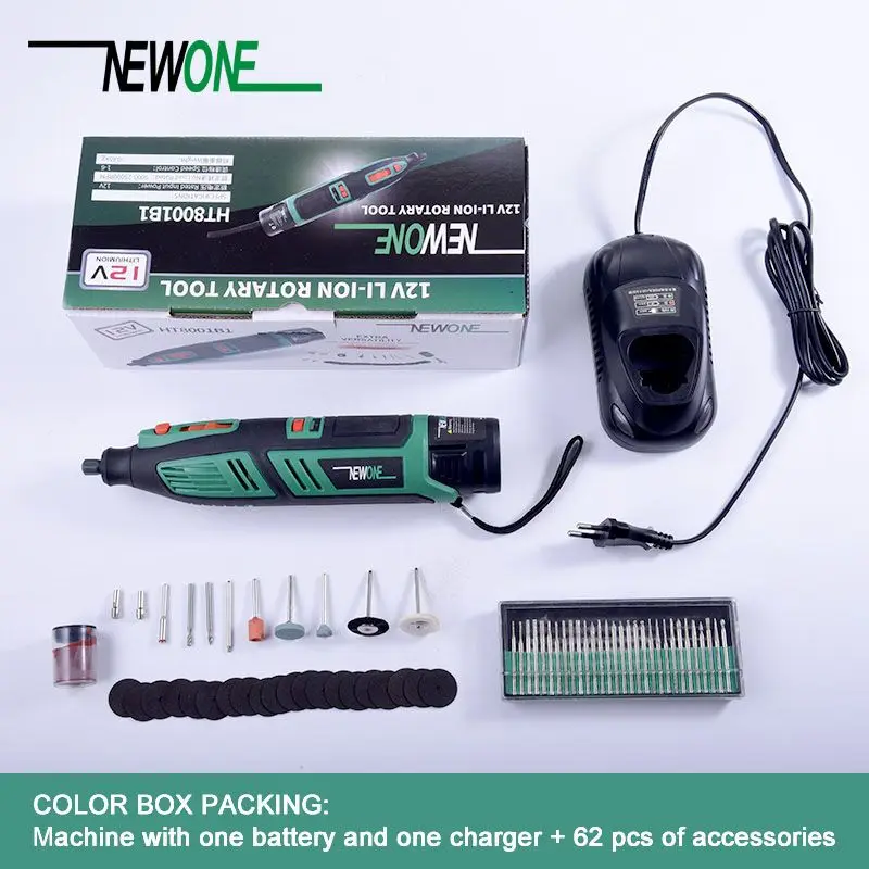 NEWONE шлифовка и полировка электрическая дрель роторный инструмент с переменной скоростью и наборы аксессуаров - Цвет: Tool and 62pcs kits