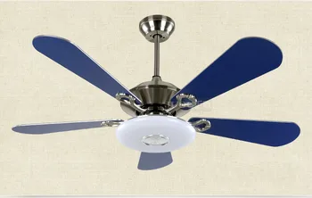 

42 inch 110cm LED Patch Two-color light source 24w Blue Electric fan Light Metal wooden 5 leaves Ceiling fan Wall switch
