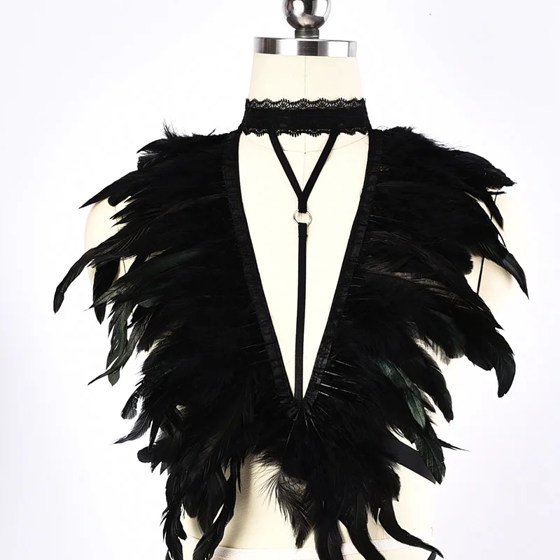 

JLX.HARNESS Women Bondage Body Harness Feather Angel Wings Cage Bra Feathers Gothic Harness Belt Fetish Lingerie Rave Wear