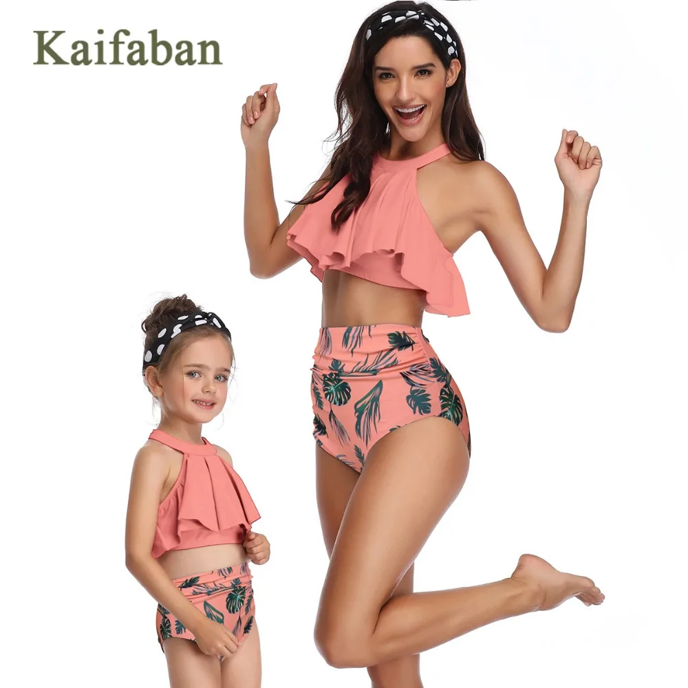 

Girls Women Ruffle Flounces Bikini Set Swimsuit Swimwear 2019 Kids Two Pieces Swimming Biquini Bathsuit Plavky Tankini Biquini