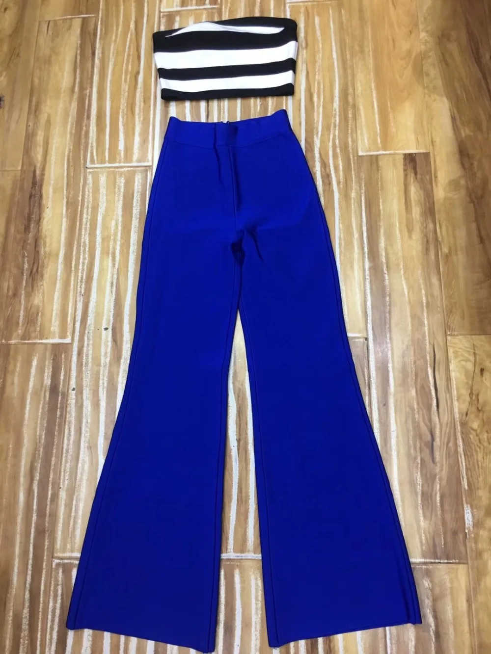 

2018 Summer Women Suit Two 2 Piece Set Sleeveless Strapless Sexy Casual Sunshine Suit Set Solid Long Bandage Pants