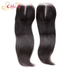 Brazilian Kinky Straight Lace Closure with Bleached Knots Free Middle Free Part Natural Black Human Virgin Hair Lace Top Closure